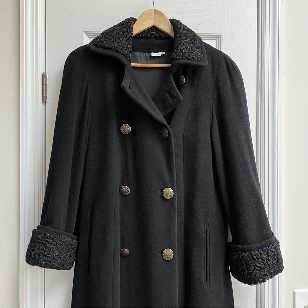 🚫SOLD🚫 [vintage] curly lambswool longline coat 1980s black - Picture 3 of 11
